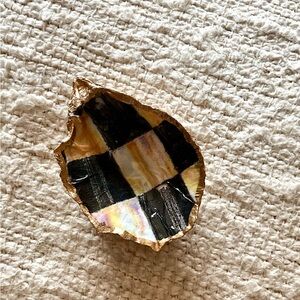 Beautiful Decoupaged Oyster Shell “Courtley Check MacKenzie Childs” Inspired